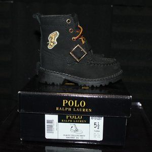 Size 5 1/2 T Polo Ralph Lauren Black/Yellow/Navy Ranger Hi Boots